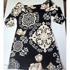 White House Black Market  Neck 3/4 Sleeve Mini Dress  M Medium Floral Stretch